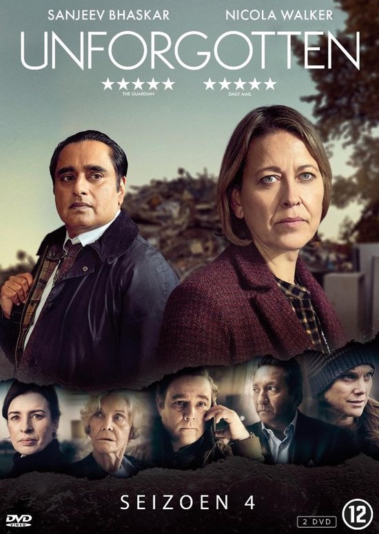 DVD hoes "Unforgotten Seizoen 4" met Sanjeev Bhaskar en Nicola Walker, met recensies.
