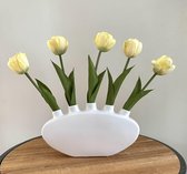 Tulpenvaas – Inclusief 5 Nep Tulpen – Tulpen Vaas – Vaas Wit – Witte Vaas – Tulpen – Decoratie