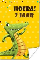 Poster Verjaardag kind - 2 jaar - Dinosaurus - 20x30 cm
