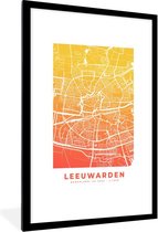 Fotolijst incl. Poster - Stadskaart - Leeuwarden - Geel - Oranje - 80x120 cm - Posterlijst - Plattegrond