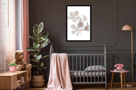 Poster in lijst - Fotolijst 60x90 cm - Posters - Zomer - Vijg - Wit - Posterlijst zwart - Decoratie - Wanddecoratie woonkamer - Muurdecoratie slaapkamer