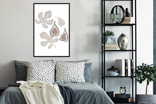 Poster in lijst - Fotolijst 60x90 cm - Posters - Zomer - Vijg - Wit - Posterlijst zwart - Decoratie - Wanddecoratie woonkamer - Muurdecoratie slaapkamer