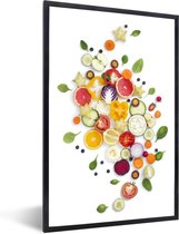 Affiche avec cadre Fruits - Légumes - Wit - 60x90 cm