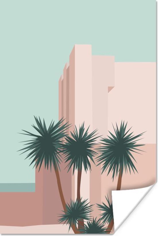 Poster Été - Palmiers - Architecture - 40x60 cm