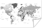 Poster Wereldkaart in grijstinten - zwart wit - 30x20 cm