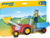 1.2.3: Boer met tractor en aanhangwagen 27 x 7 x 9 cm (6964)
