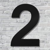 Huisnummer 2 – Zwart Huisnummer 25 cm hoog – Modern & Duidelijk leesbaar