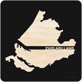 Provincie Zuid-Holland Zwart hout - 25x25 cm - Woon decoratie - Wanddecoratie - WoodWideCities