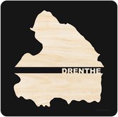 Provincie Drenthe Zwart hout - 49x49 cm - Woon decoratie - Wanddecoratie - WoodWideCities
