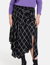 SAMOON Dames Geweven rok met puntige zoom en geknoopt detail Black gemustert-50