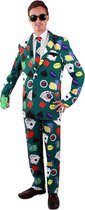 PartyXplosion - Casino Kostuum - Speelkaarten Poker Casino Gok - Man - groen - Maat 62 - Carnavalskleding - Verkleedkleding