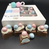 Cho-lala gender reveal bonbons jongen - chocoladecadeau gender reveal - babyshower - 9 stuks bonbons met blauwe vulling