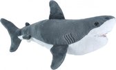 knuffel witte haai junior 38 cm pluche wit/grijs