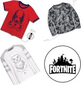 Fortnite T-shirts 3-pack - 100% katoen | Populaire game | kleur Grijs/Wit/Rood - Maat 140cm / 10 Jaar