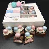 Cho-lala gender reveal bonbons meisje - chocoladecadeau gender reveal - babyshower - 9 stuks met roze vulling