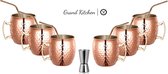 GrandKitchen - 6x Moscow Mule Bekers  + Gratis Rietjes & Jigger