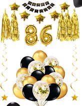86 jaar verjaardag feest pakket Versiering Ballonnen voor feest 86 jaar. Ballonnen slingers sterren opblaasbare cijfers 86