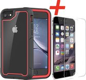 Backcover geschikt voor Apple iPhone 6 - 6s - Rood - Shockproof + Glas Protector