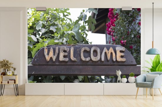 Papier peint photo peint photo vinyle - Un panneau de bienvenue largeur 330 cm x hauteur 220 cm - Tirage photo sur papier peint (disponible en 7 tailles)