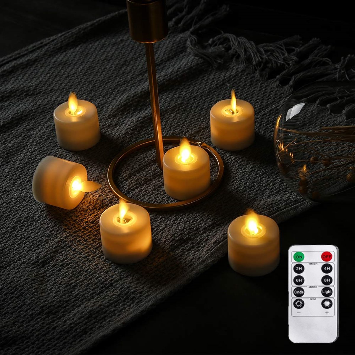 Weven Sandy In beweging LED-kaarsen met bewegende vlam en afstandsbediening - Set van 6 stuks -  Werkend op... | bol.com