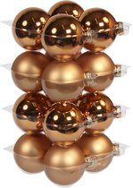 Glas kerstballen - 8 cm - 16 stuks- Copper