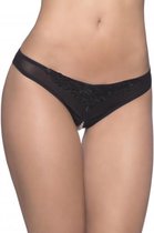 Kanten String Met Open Kruisje En Parels - Sexy Lingerie & Kleding - Lingerie Dames