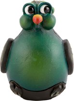 Crazy Clay Comix Cartoon - pinguin - vogel - beeld - Pipino - groen - uniek handgeschilderd - massief beeld