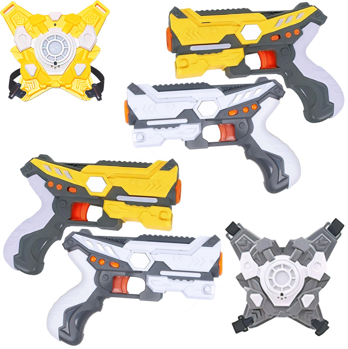 StarWarrior Lasergame set - Kleur Wit / Geel - Lasergame set voor kinderen - Lasergame pistolen- 4 Stuks