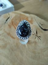 Sneeuwvlok obsidiaan ring zilver - maat 19.5