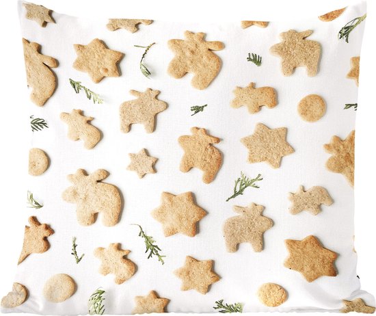 Sierkussens - Kussentjes Woonkamer - 40x40 cm - Kerst - Koek - Bakken - Kerstversiering - Kerstdecoratie voor binnen - Woonkamer