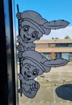 Raamsticker Gluurpieten - statisch raamfolie - herbruikbaar - gluurpieten - sinterklaas - pieten - 5 december
