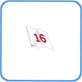 9 stuks witte vlaggen genummerd van 10 tot 18