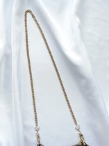 XARI Collections - 'Japonica' Ketting Voor Handtas, 65cm - Goud & Wit - Losse Ketting Tas - Los Hengsel - Bag Chain - Purse Chain Strap - Tas Ketting Goud Los - Schouderhengsel - B