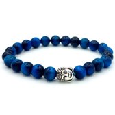 Bracelet Mala en pierre naturelle – Pierre Oeil de Faucon / Oeil de Tigre Bleu – Bouddha / Bouddha – 20 cm - Rhylane®
