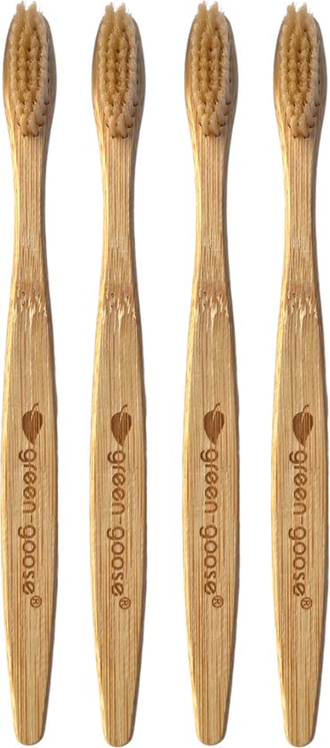 Doodadeals® Bamboe Tandenborstel – Bamboo Toothbrush – Ecologische Tandenborstel – Houtskool Haren – Zacht/Medium – 4 stuks