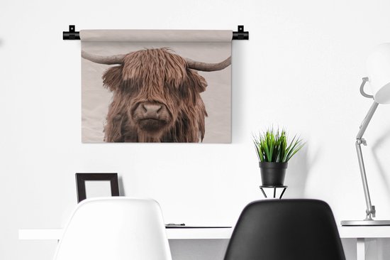 Tapisserie - Tissu mural - Highlander écossais - Vache - Fourrure - 60x45 cm - Tapisserie