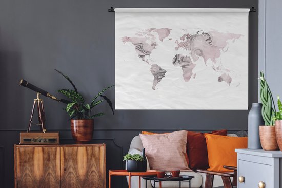Tapisserie - Tapisserie - Wereldkaart - Peinture - Rose - 120x90 cm - Tapisserie