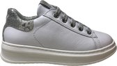 Naturino veter/rits zilveren snake hiel lederen sneakers Porter wit mt 28