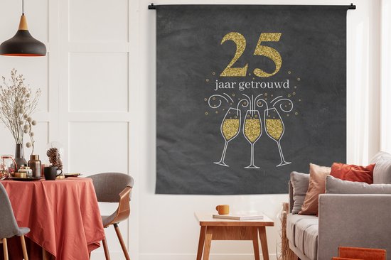 Tapisserie - Tissu mural - Mariage - 25 ans mariés - Citations - Proverbes - 180x180 cm - Tapisserie