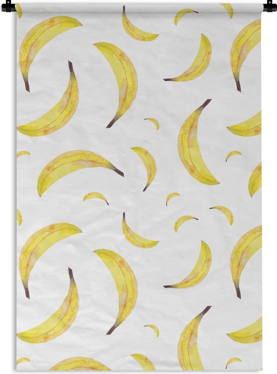 Wandkleed - Wanddoek - Bananen - Vruchten - Geel - 90x135 cm - Wandtapijt