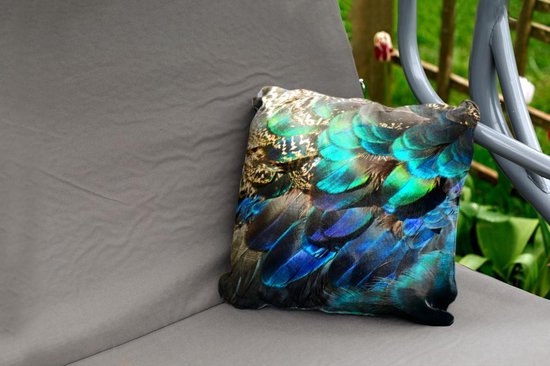 Coussin de jardin - Ressorts - Blauw - Vert - 40x40 cm - Résistant aux intempéries