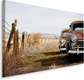 Schilderij - Vintage auto's, bruin/blauw, 4 maten, wanddecoratie