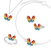 Cadeau meisje | Sieraden set | Kinderoorbellen, complete set gekleurde vlinder