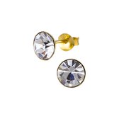 Zilveren oorbellen | Oorstekers | Gold plated oorsteker, ronde kristal 6 mm