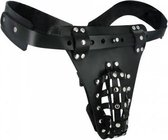 The Safety Net Leather Male Chastity Belt with Anal Plug Harness