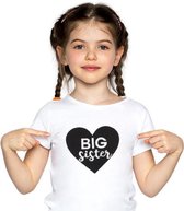 Big Sister T-shirt wit met zwart hart – Grote zus shirt - Leeftijd: ca. 2 tot 3 jaar