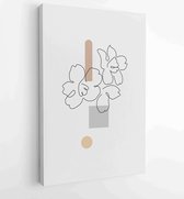 Bloem en vogel muur kunst vector set. Earth tone boho gebladerte bloem lijntekeningen tekenen met vogel en vlinder. 2 - Moderne schilderijen – Verticaal – 1833926113 - 40-30 Vertic