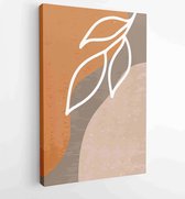 Earth tone boho gebladerte lijntekeningen tekenen met abstracte vorm. Abstract Plant Art-ontwerp voor print, omslag, behang, minimale en natuurlijke kunst aan de muur. 2 - Moderne