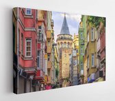 Onlinecanvas - Schilderij - Galatatoren En De Oude Stadsstraat Istanbul. Turkije Art Horizontaal Horizontal - Multicolor - 50 X 40 Cm