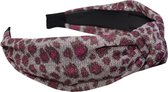 Jessidress® Hoofdband Haar diadeem met panter print Haarband Dames diadeem met knoop - Roze